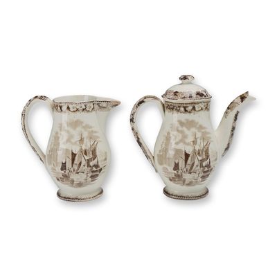 2pc Wedgwood Transfer-Printed Earthenware Vessels, Ferrara Pattern