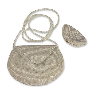 2pc Faux Pearl Beaded Evening Bag Set
