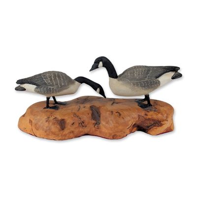 Hand-Painted Miniature Canada Geese on Burl Wood by Epp
