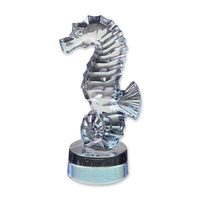 Lalique France Frosted Crystal Seahorse Figurine