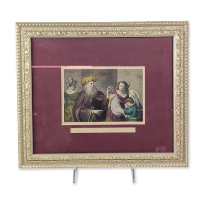 After Guercino, "Abraham Casting Out Hagar" Framed Hand-Colored Engraving