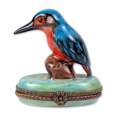 Limoges Kingfisher Porcelain Trinket Box