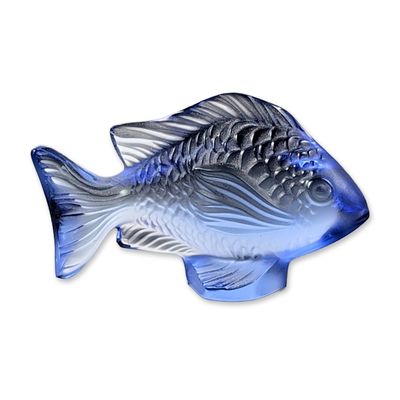 Lalique France Blue Crystal Fish Figurine