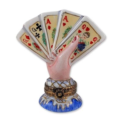 Limoges French Porcelain Playing Cards Trinket Box