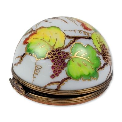 French Hand Painted Limoges Porcelain Wine and Cheese Trinket Box