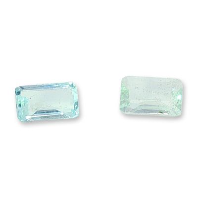 2pc Rectangular Cut Loose Aquamarine Gemstones