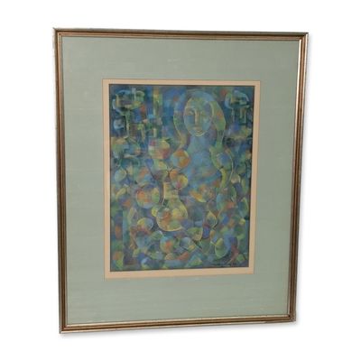 Marilyn Cassey (American 20th-21st Century) Pastel on Paper, Abstract Nude, Signed