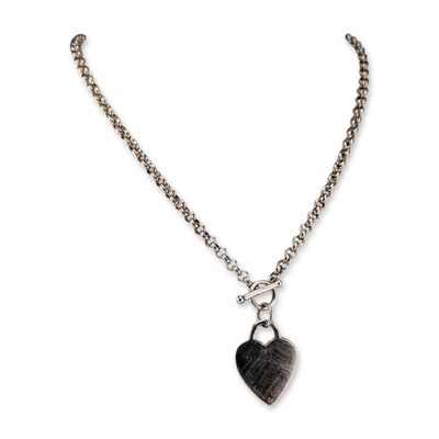 Sterling Silver Heart Tag Toggle Necklace
