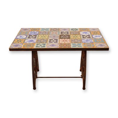 1920s Iron Table with Multi American Art Pottery Tiles