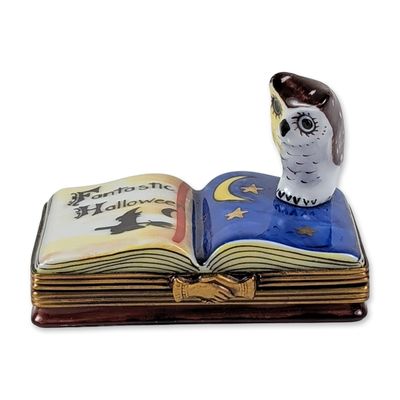 Limoges Halloween Snowy Owl Trinket Box