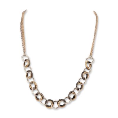 Frederic Duclos Tri-Color Sterling Silver Link Necklace