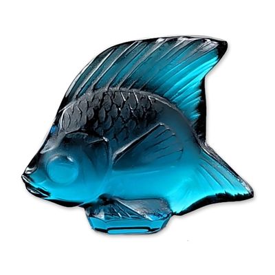 Lalique Blue Crystal Fish Figurine