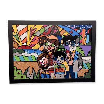 Romero Britto (Brazilian, b. 1963) Framed Giclee on Canvas, U.S. Trust