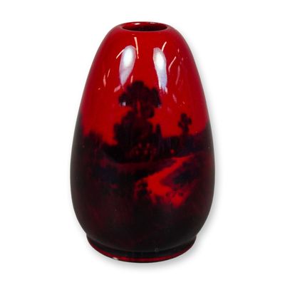 Royal Doulton Flambe Miniature Vase, Cottage Scene
