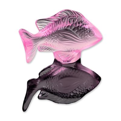 Lalique Fuchsia Crystal Fish Figurine