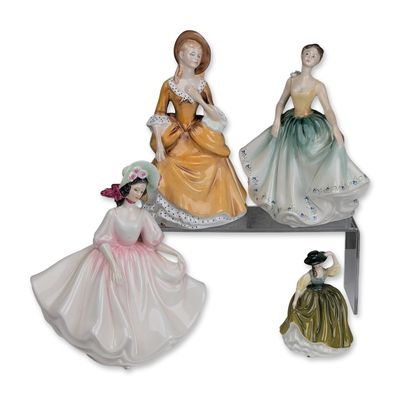 4pc Royal Doulton Porcelain Figurines, Sandra, Cynthia, Sunday Best, Buttercup