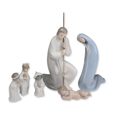 6pc Lladro Porcelain Nativity Figurines