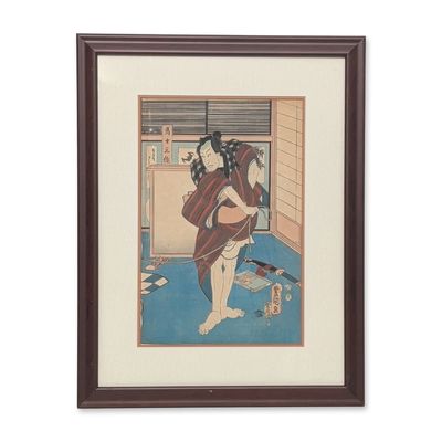 Utagawa Kunisada (Japanese 1786-1865) Woodblock Print, Horse Handler Sansaku