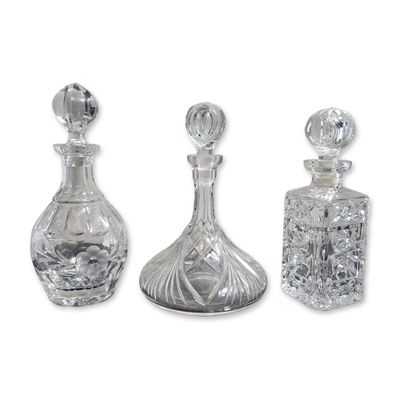 3pc Crystal Decanters with Stoppers