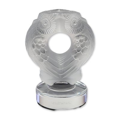 Lalique Frosted Crystal Deux Hiboux Paperweight
