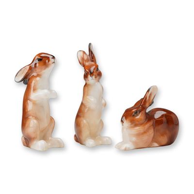 3pc Royal Doulton Bone China Miniature Rabbit Figurines