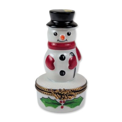 Limoges Snowman Porcelain Trinket Box