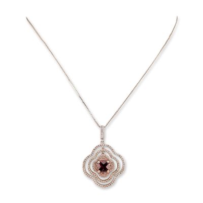 Sterling Silver and Garnet Quatrefoil Pendant Necklace