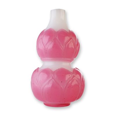 Peking Glass Overlay Snuff Bottle, Double Gourd Form, Pink Lotus