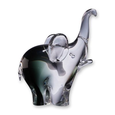 Murano Style Hand Blown Art Glass Elephant Figurine
