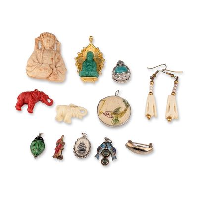 12pc Collection of Figurative and Enameled Jewelry