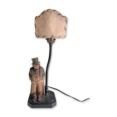 Continental Vintage Painted Spelter Character Table Lamp