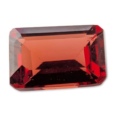 Emerald Cut Orangish Red Garnet Gemstone