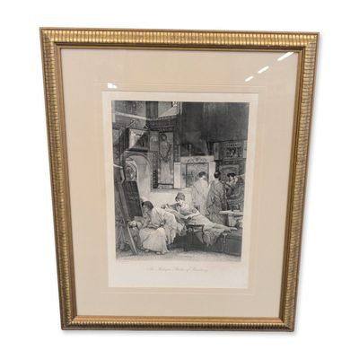 After Lawrence Alma-Tadema (Dutch/British, 1836-1912) Engraving on Paper, An Antique Studio of
