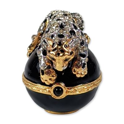 Jay Strongwater Enameled Leopard Trinket Box