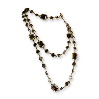 Chanel 1981 Chicklet Station Necklace, Amber Brown