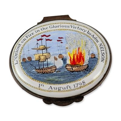 Halcyon Days English Enamel Admiral Nelson Commemorative Box
