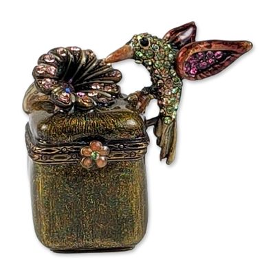 Jay Strongwater Hummingbird Enameled Trinket Box