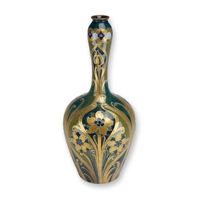James Macintyre by William Moorcroft Green and Gold Florian Ware Vase