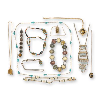Gold and Silver-Tone Costume Jewelry Lot, Egyptian Revival and Tribal Styles