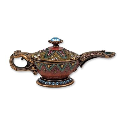 Jay Strongwater Enameled Metal Genie Lamp Trinket Box