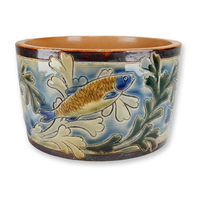 Doulton Lambeth by Mark V. Marshall and Harry Barnard Stoneware Underwater Motif Jardiniere