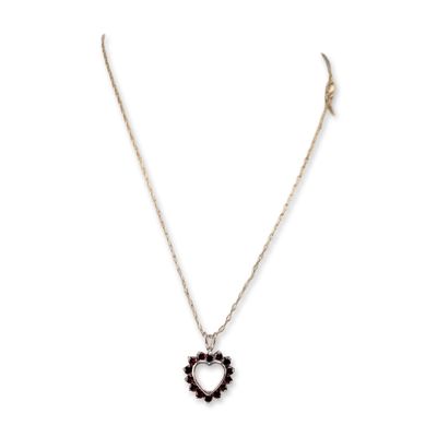 Sterling Silver and Garnet Heart Pendant Necklace