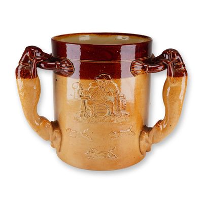 Doulton Lambeth Stoneware Hunting Ware Three-Handle Loving Cup