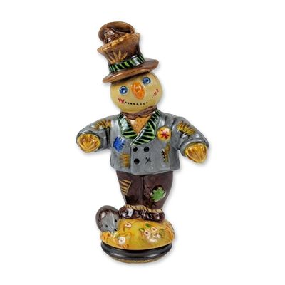 Halcyon Days Hand-Painted Glazed Ceramic Scarecrow Figurine