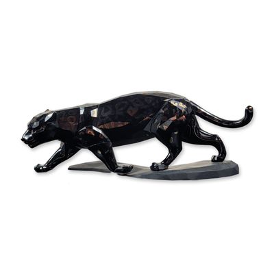 Swarovski Faceted Jaguar Jet Crystal Figurine