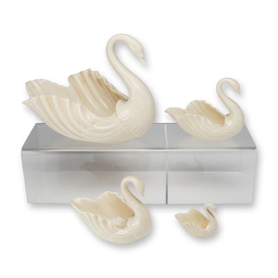 4pc Lenox Ivory-Color Porcelain Swan Bowls