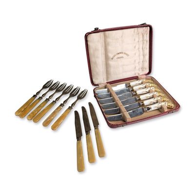 10pc Royal Crown Derby Tea Knives and Assorted Flatware