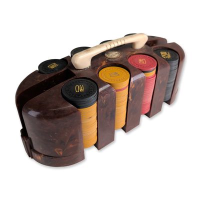 V Knight Art Deco Vertical Poker Chip Set and Caddy