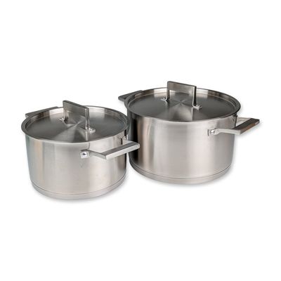 2pc Aava Elements Stainless Steel Stock Pots with Lids