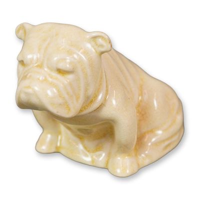 Rare Royal Doulton Porcelain Undecorated White Figurine, Bulldog Draped in Union Jack D5913